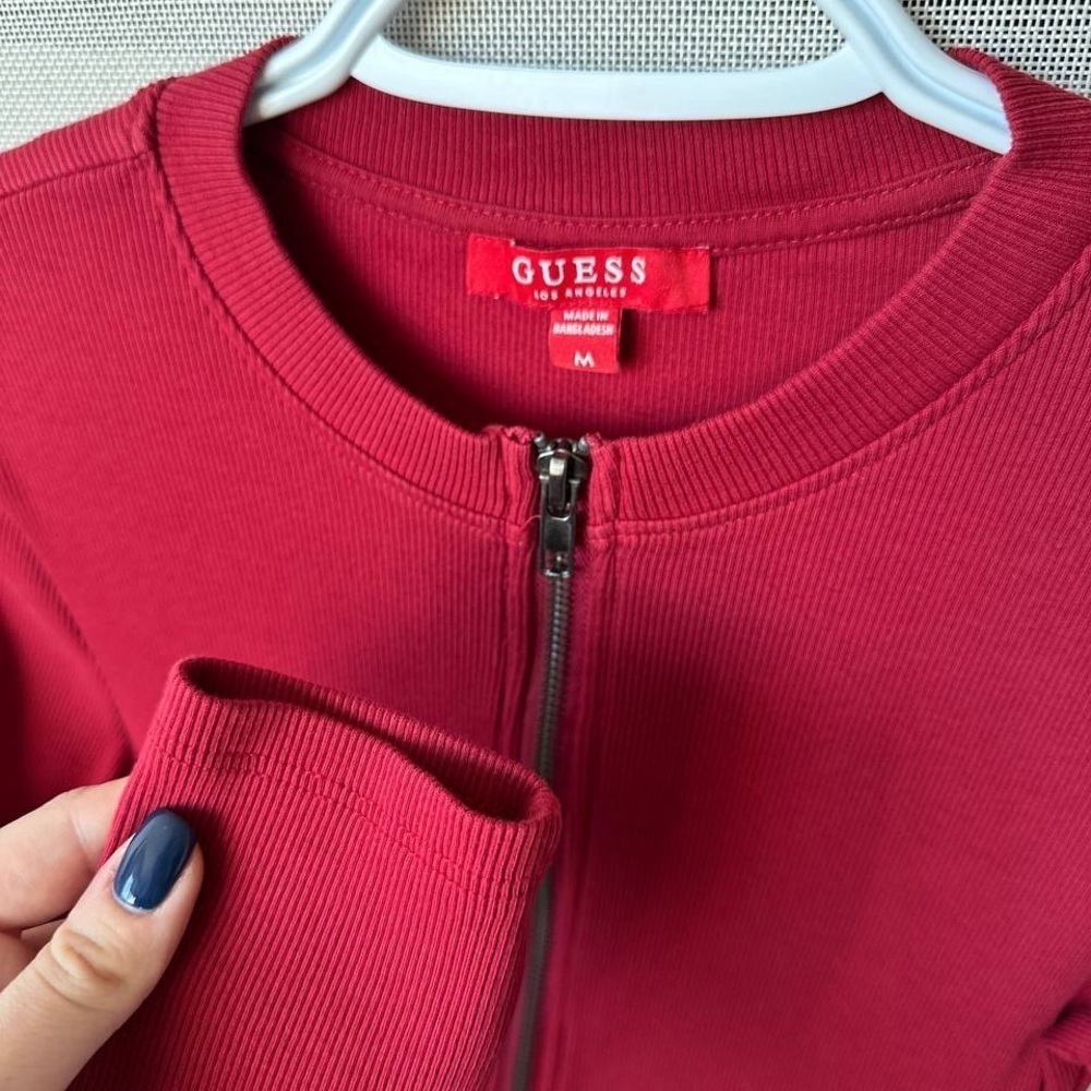 GUESS Ribbed Zip Bodycon Dress – Red – Size S/M (Like New) - Picture 6 of 7